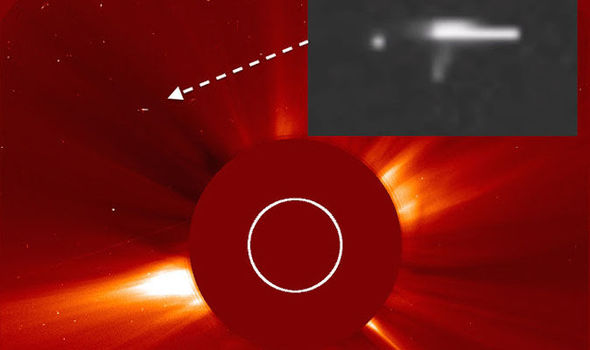 Загадочные изображения НЛО возле Солнца
