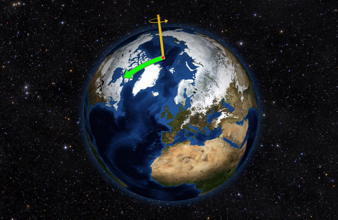 Северный полюс Земли смещается на восток