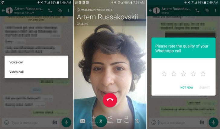 WhatsApp включает видеозвонки на Android