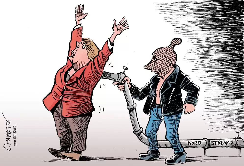 Строительство "Северного потока 2": Путин и Меркель стали героями меткой карикатуры (ФОТО)
