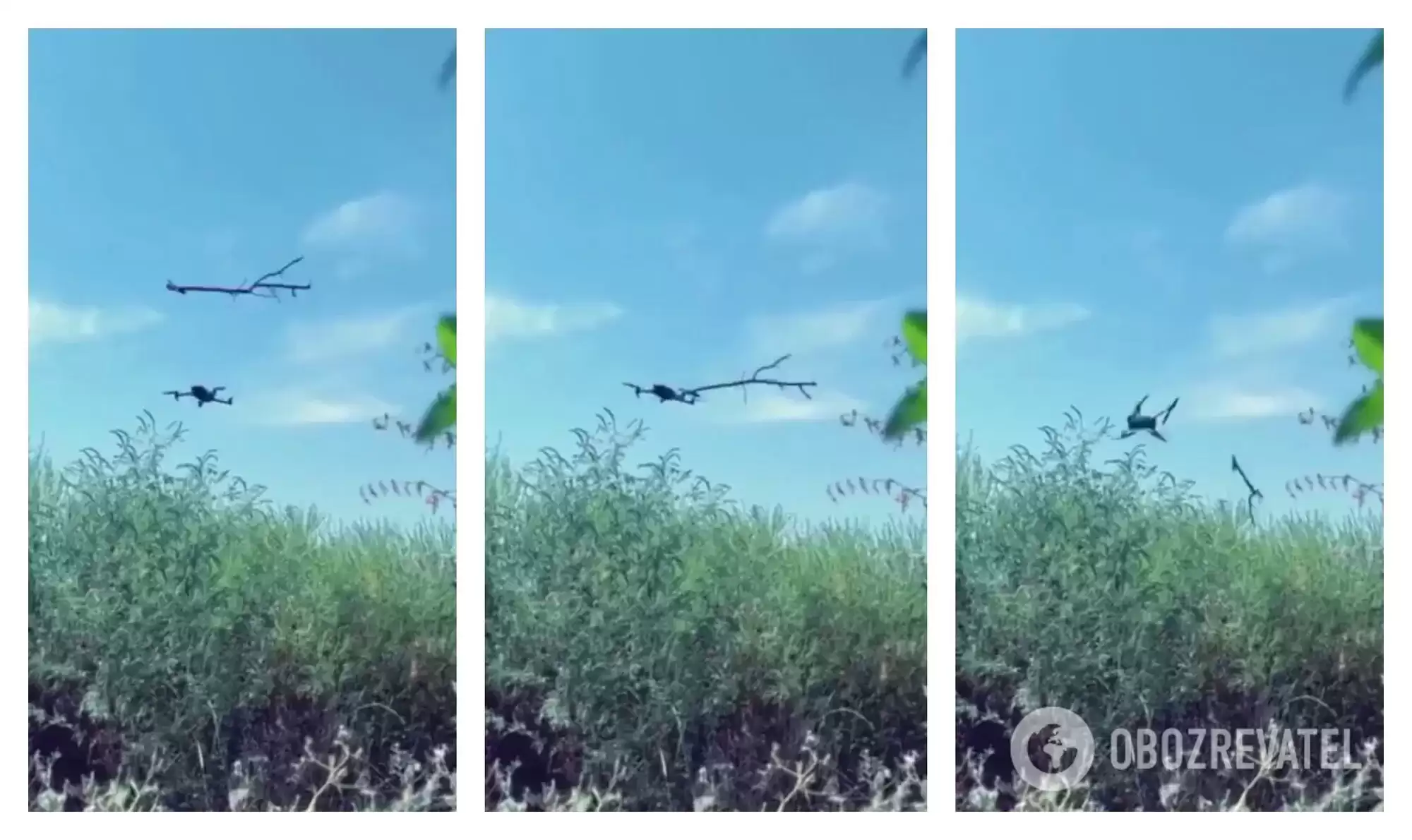 Бійці ЗСУ збили ворожий дрон звичайною гілкою: момент потрапивши на відео
