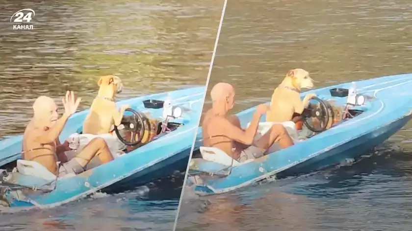 Собака кермував човном, поки господар насолоджувався пивом: відео підірвало мережу (ВІДЕО)