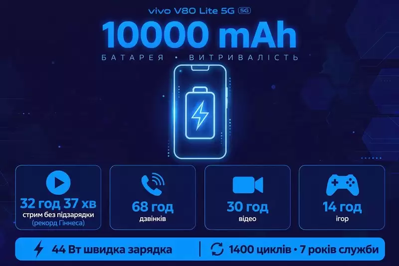 vivo V80 Lite 5G - автономність: інфографіка